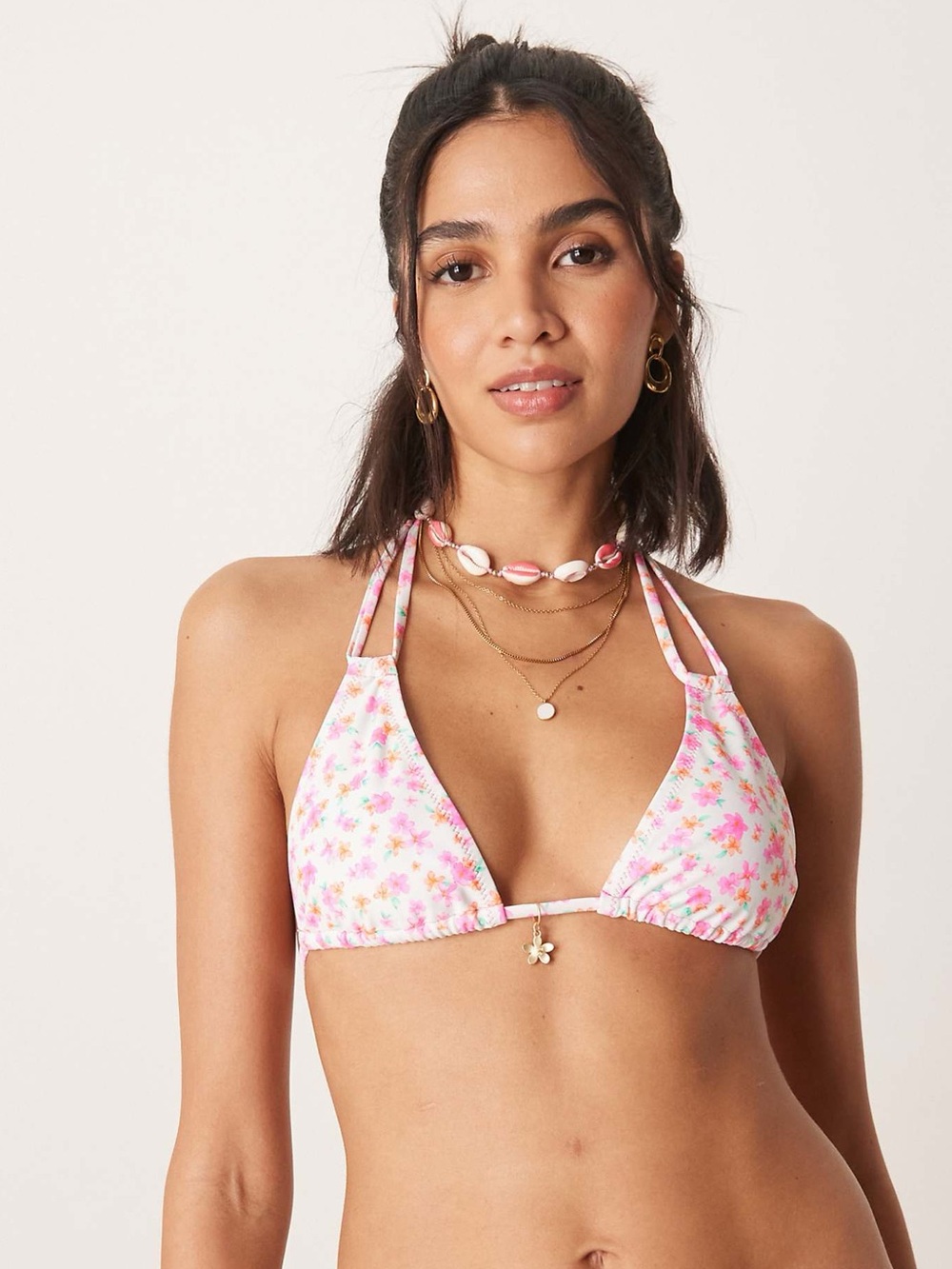 Kulani Kinis Flamingo Flora Halter Tie Bikini Top